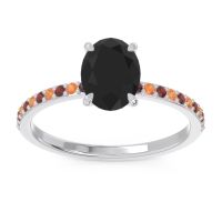 Black Onyx Ring In Palladium With Garnet And Citrine Presya Oval Classic Ring