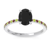 Black Onyx Ring In Palladium With Garnet And Peridot Presya Oval Classic Ring