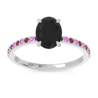 Black Onyx Ring In Palladium With Garnet And Pink Tourmaline Presya Oval Classic Ring