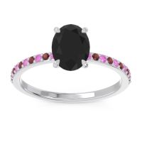 Black Onyx Ring In Palladium With Pink Tourmaline And Garnet Presya Oval Classic Ring