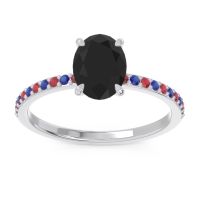 Black Onyx Ring In Palladium With Ruby And Blue Sapphire Presya Oval Classic Ring