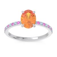 Citrine Ring In Palladium With Aquamarine And Pink Tourmaline Presya Oval Classic Ring
