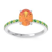 Citrine Ring In Palladium With Peridot And Emerald Presya Oval Classic Ring