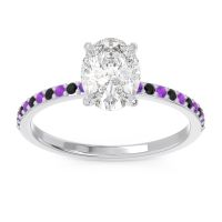 Diamond Ring In Palladium With Amethyst And Black Onyx Presya Oval Classic Ring