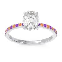 Diamond Ring In Palladium With Amethyst And Citrine Presya Oval Classic Ring