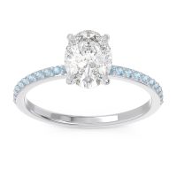 Diamond Ring In 14k White Gold With Aquamarine Presya Oval Classic Ring