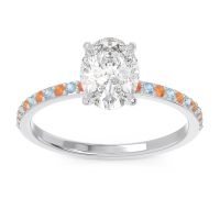 Diamond Ring In Palladium With Citrine And Aquamarine Presya Oval Classic Ring