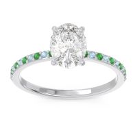 Diamond Ring In Palladium With Emerald And Aquamarine Presya Oval Classic Ring