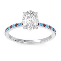 Diamond Ring In Palladium With Garnet And Swiss Blue Topaz Presya Oval Classic Ring