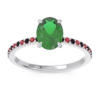 Lab Emerald Ring In Platinum With Black Onyx And Ruby Presya Oval Classic Ring