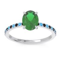 Lab Emerald Ring In 14k White Gold With Black Onyx And Swiss Blue Topaz Presya Oval Classic Ring