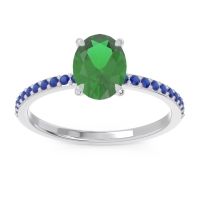 Lab Emerald Ring In 14k White Gold With Blue Sapphire Presya Oval Classic Ring
