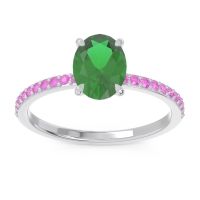 Lab Emerald Ring In 14k White Gold With Pink Tourmaline Presya Oval Classic Ring