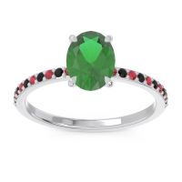 Lab Emerald Ring In Platinum With Ruby And Black Onyx Presya Oval Classic Ring