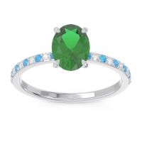 Lab Emerald Ring In Platinum With Swiss Blue Topaz And Lab Diamond Presya Oval Classic Ring