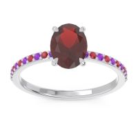 Garnet Ring In Palladium With Amethyst And Ruby Presya Oval Classic Ring