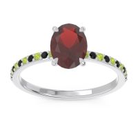 Garnet Ring In Palladium With Peridot And Black Onyx Presya Oval Classic Ring