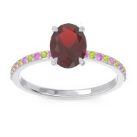 Garnet Ring In Palladium With Pink Tourmaline And Peridot Presya Oval Classic Ring