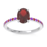 Garnet Ring In Palladium With Ruby And Amethyst Presya Oval Classic Ring