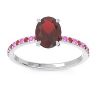 Garnet Ring In Palladium With Ruby And Pink Tourmaline Presya Oval Classic Ring