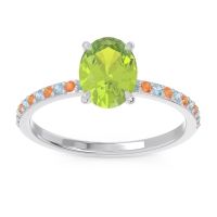 Peridot Ring In Palladium With Aquamarine And Citrine Presya Oval Classic Ring