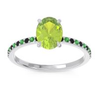 Peridot Ring In Palladium With Black Onyx And Emerald Presya Oval Classic Ring