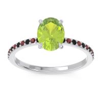 Peridot Ring In Palladium With Black Onyx And Garnet Presya Oval Classic Ring