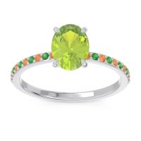 Peridot Ring In Palladium With Citrine And Emerald Presya Oval Classic Ring