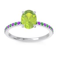 Peridot Ring In Palladium With Emerald And Amethyst Presya Oval Classic Ring