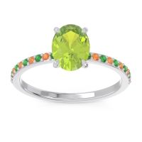 Peridot Ring In Palladium With Emerald And Citrine Presya Oval Classic Ring