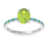 Peridot Ring In Platinum With Emerald And Swiss Blue Topaz Presya Oval Classic Ring
