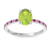 Peridot Ring In Palladium With Pink Tourmaline And Garnet Presya Oval Classic Ring