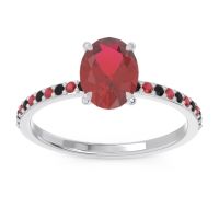 Ruby Ring In Palladium With Black Onyx Presya Oval Classic Ring