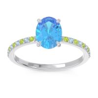 Swiss Blue Topaz Ring In Platinum With Aquamarine And Peridot Presya Oval Classic Ring