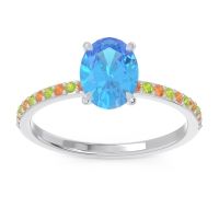 Swiss Blue Topaz Ring In Platinum With Citrine And Peridot Presya Oval Classic Ring
