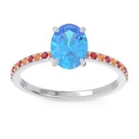 Swiss Blue Topaz Ring In Platinum With Citrine And Ruby Presya Oval Classic Ring