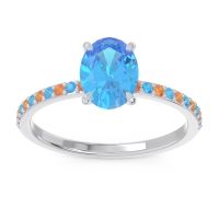 Swiss Blue Topaz Ring In Palladium With Citrine Presya Oval Classic Ring