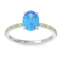 Swiss Blue Topaz Ring In Platinum With Peridot And Aquamarine Presya Oval Classic Ring