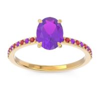 Amethyst Ring In 18k Yellow Gold With Ruby Presya Oval Classic Ring