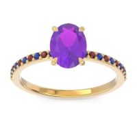Amethyst Ring In 18k Yellow Gold With Blue Sapphire And Garnet Presya Oval Classic Ring