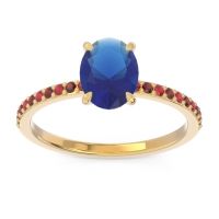 Lab Blue Sapphire Ring In 14k Yellow Gold With Ruby And Garnet Presya Oval Classic Ring