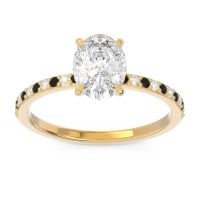 Diamond Ring In 14k Yellow Gold With Black Onyx And Lab Diamond Presya Oval Classic Ring