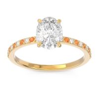 Diamond Ring In 14k Yellow Gold With Citrine Presya Oval Classic Ring
