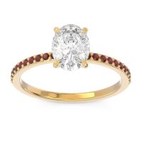 Diamond Ring In 14k Yellow Gold With Garnet Presya Oval Classic Ring