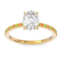 Diamond Ring In 18k Yellow Gold With Peridot And Citrine Presya Oval Classic Ring