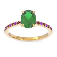 Lab Emerald Ring In 14k Yellow Gold With Amethyst And Garnet Presya Oval Classic Ring