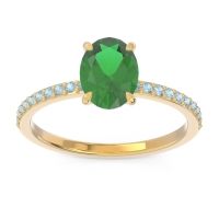 Lab Emerald Ring In 18k Yellow Gold With Aquamarine Presya Oval Classic Ring