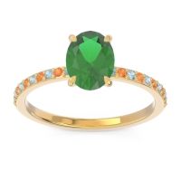 Lab Emerald Ring In 18k Yellow Gold With Aquamarine And Citrine Presya Oval Classic Ring