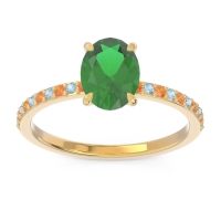 Lab Emerald Ring In 18k Yellow Gold With Citrine And Aquamarine Presya Oval Classic Ring