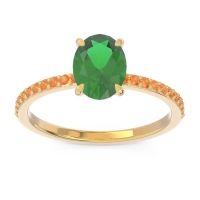 Lab Emerald Ring In 18k Yellow Gold With Citrine Presya Oval Classic Ring